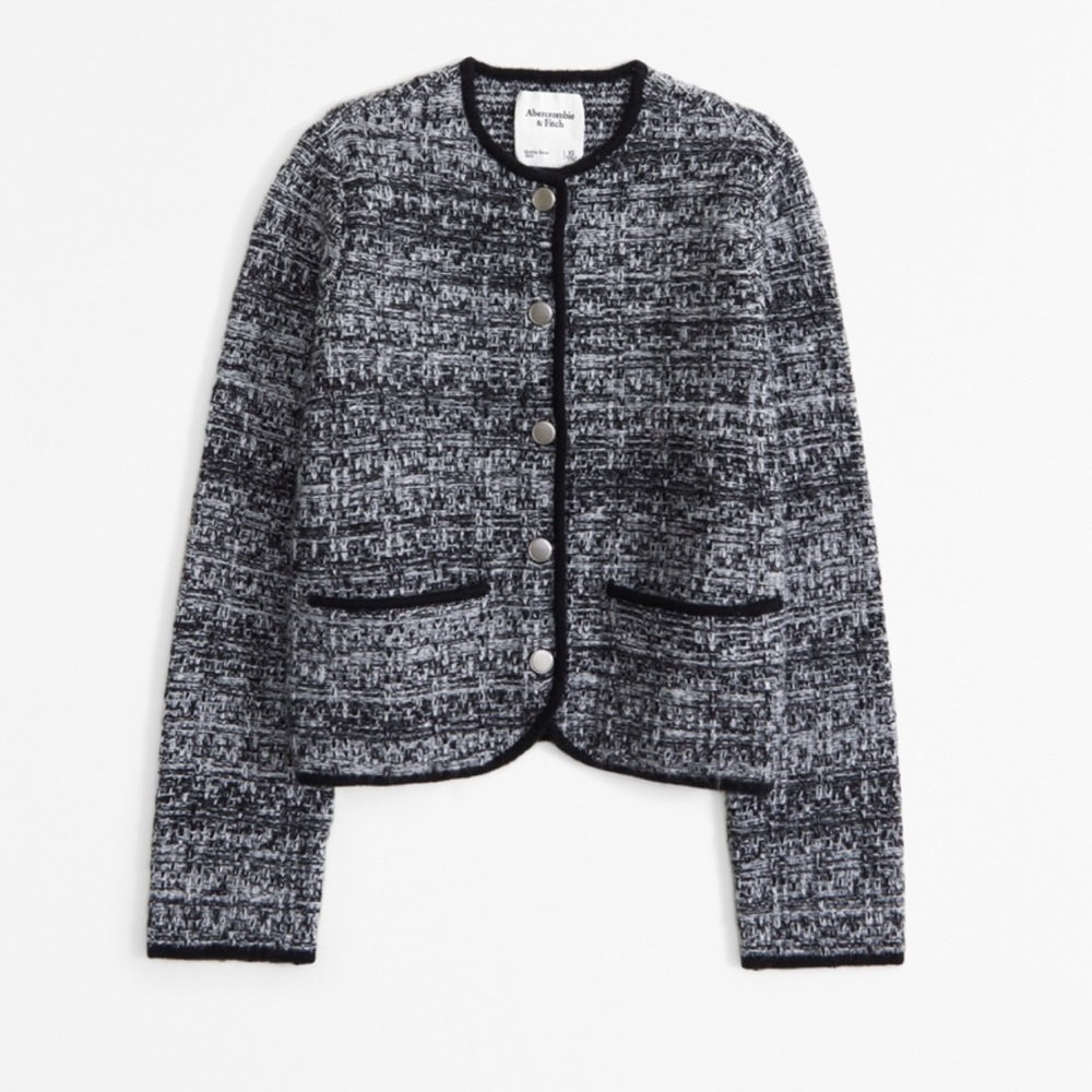 ABERCROMBIE AND FITCH Novelty Button Tweed-Inspired Sweater Jacket, Size XXSMALL